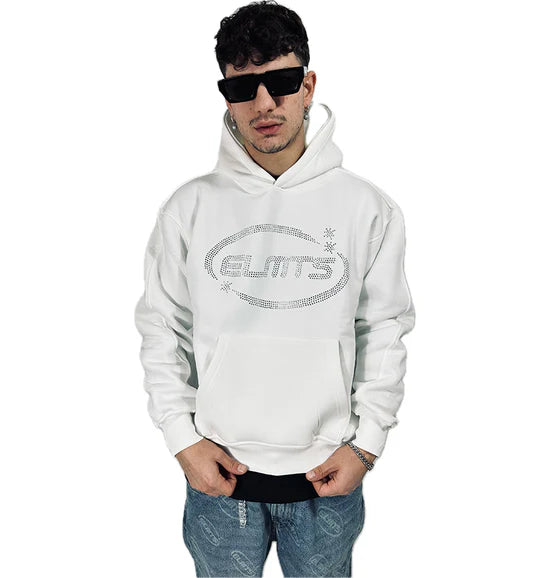 Perfect Hoodie Strass Logo White