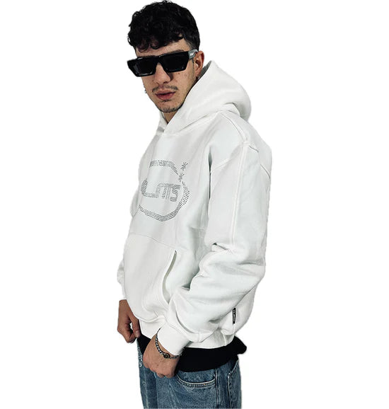 Perfect Hoodie Strass Logo White