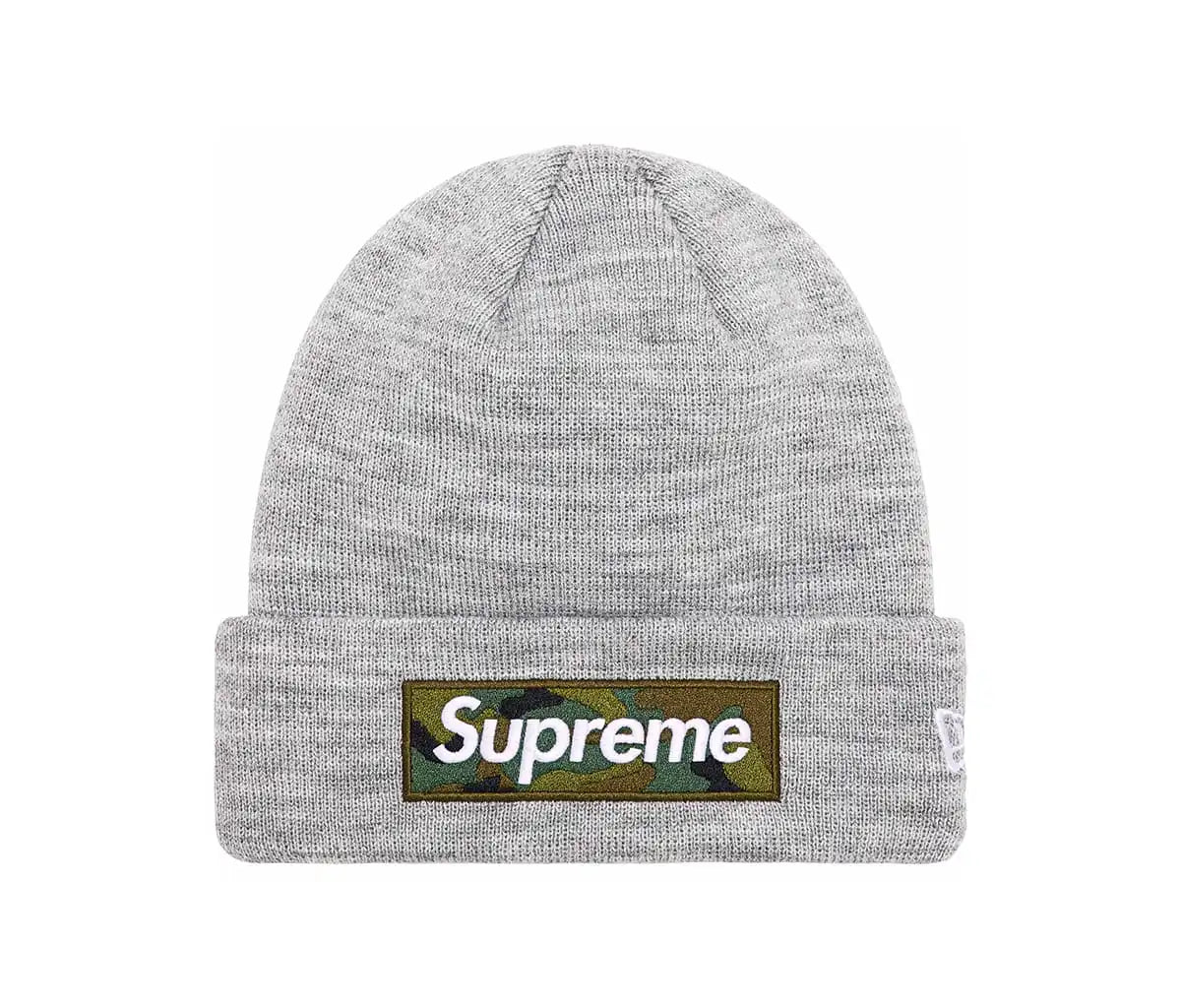 Supreme New Era Box Logo Beanie Heather Grey