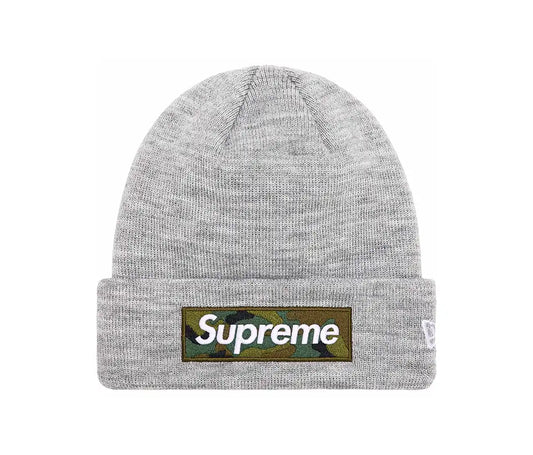 Supreme New Era Box Logo Beanie Heather Grey