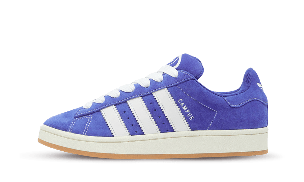 La colorazione Lucid Blue vede una tomaia e rinforzi in pelle scamosciata blu con cuciture bianche a vista. La suola si divide in una midsole bianco panna ed una gumsole esterna. Le three stripes in pelle bianca accompagnano una linguetta chunky blu e dei lacci blu (nel box è presente anche la coppia di lacci bianc